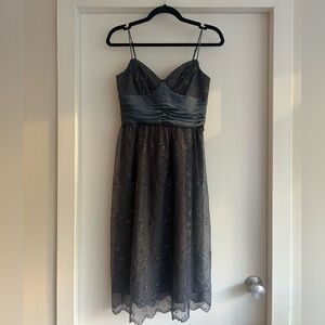 Betsey Johnson 100% silk floral embroidered toule dress